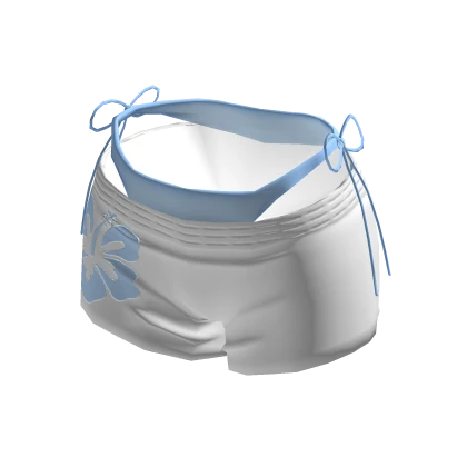 Whale Tail Hibiscus Shorts W Blue Bikini Bottoms