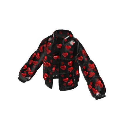 Valentines Hearts Transparent Puffer - Black Red
