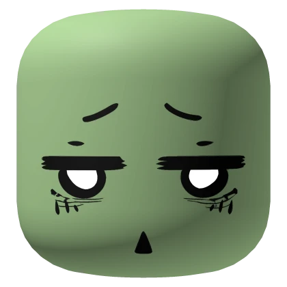 Chibi Zombie Face with Glowing Eyes - Medium Green