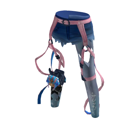 Straps Shorts with Mecha Bunny Blue