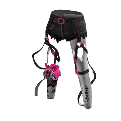 Straps Shorts with Mecha Bunny Black