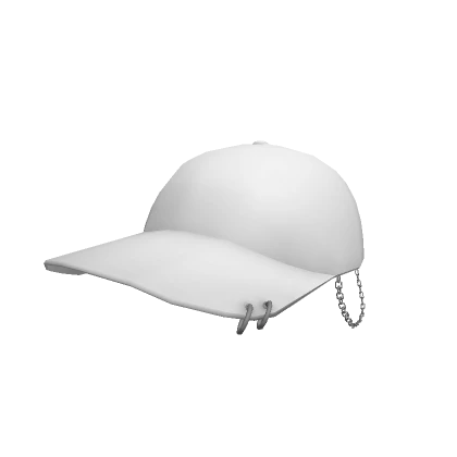 Y2K White Fitted Cap With Chains