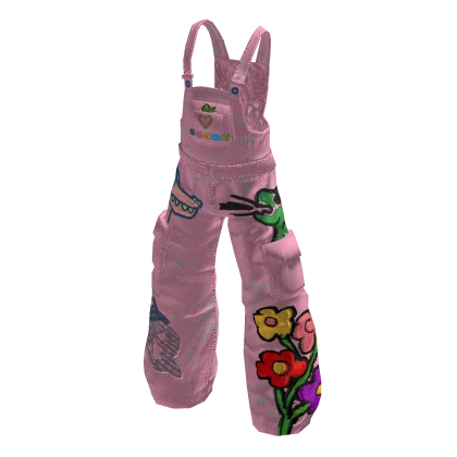 Pink Doodle Overalls