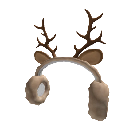 Beige White Reindeer Earmuffs 