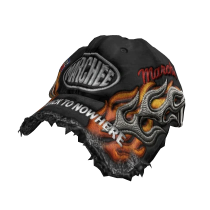 MARCHÉE - Black Flame Embroidered Racing Cap