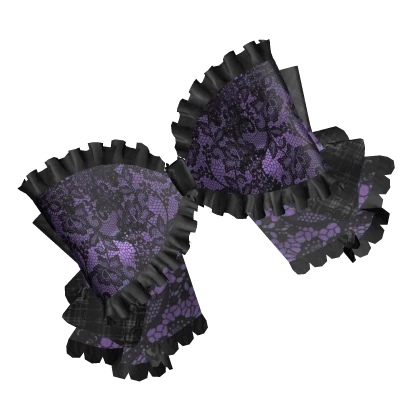 Purple Lolita Gyaru Ruffled Big Bow