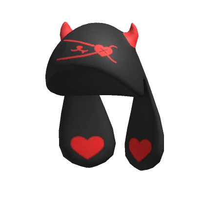 Black Evil Bunny Plush Beanie