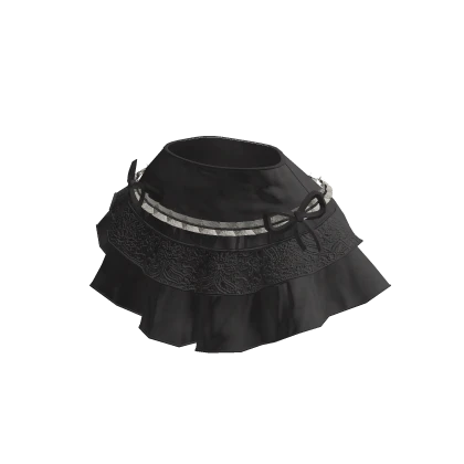 Victoria Set - Velvet Ruffled Skirt Bows | Black