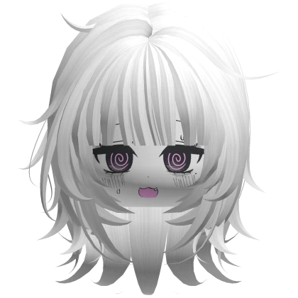 Messy layered Wolfcut Hair w Dizzy Face White