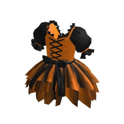 Halloween Black Orange Dress Witch Goth Costume
