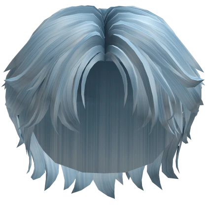 Ice Blue Anime Male Wavy Middle Part Hair