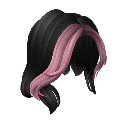 Short Y2k Wolf Cut Black /w Pink Layered Bangs