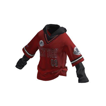 💗Y2K NEW YORK LAYERED HOODIE_RED