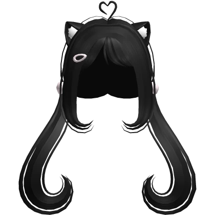 🤍 sweet n swirly anime cat pigtails black