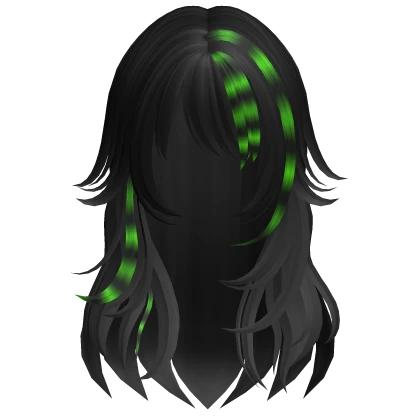 Emo Messy Anime Hair (Raccoon Black&Green)