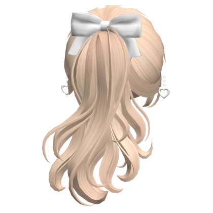 Valentines Ponytail w/ Bow & Earrings in Blonde
