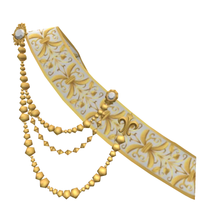 1.0 Royal Sash with brooch/chains - white/gold