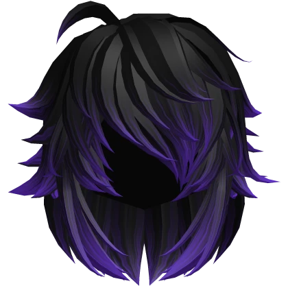 Messy Emo Black Purple Eye Covering Hair