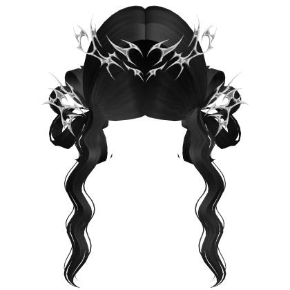 Black Fairy Buns w/ Chrome Headpiece