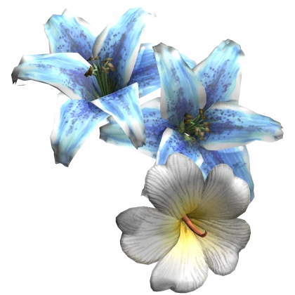 Blue Harajuku Gyaru Tropical Hair Lily Flowers