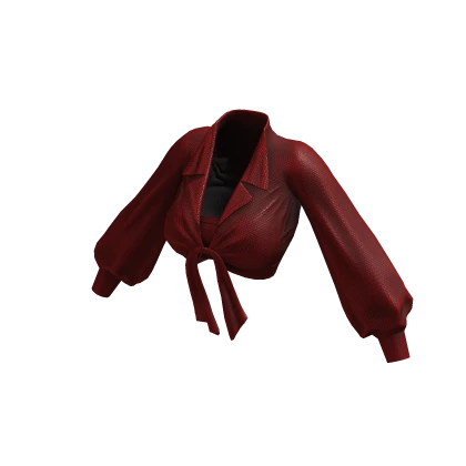 Tied Crop Blouse - Red