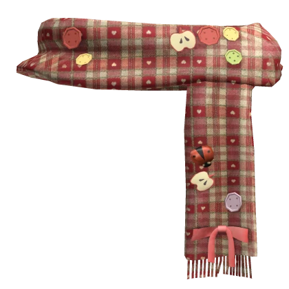 ♡ Igari Winter Heart Plaid Printed Button Scarf