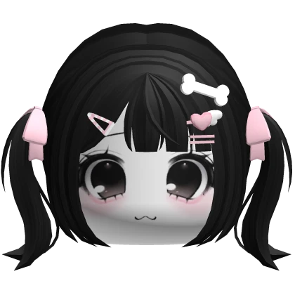 ♡ cutecore kawaii pupbone pigtail anime hair black