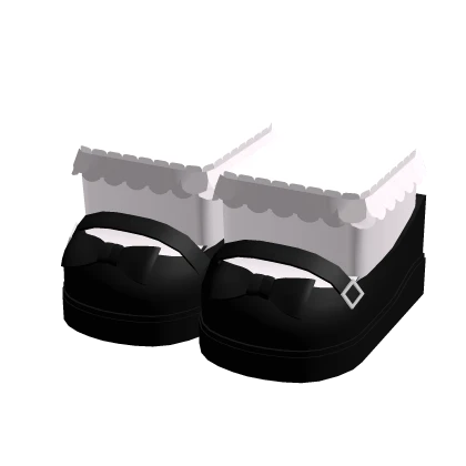 ꒰♡꒱ adorable ruffled mary janes in black-pink