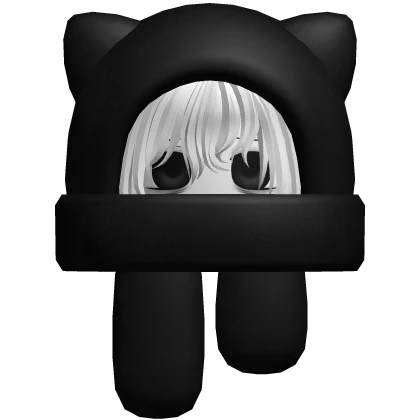 moe boy hair w oversized kitty hood white