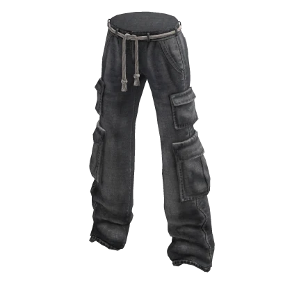 Thrifted Jeans with Rope Belt