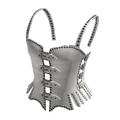 White Studded Leather Corset Top