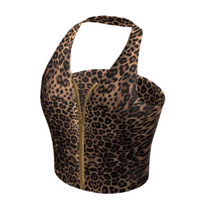 Crop Top With a Zipper Leopard