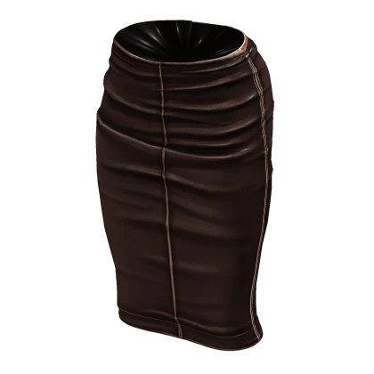 Leather Pencil Skirt (Brown)
