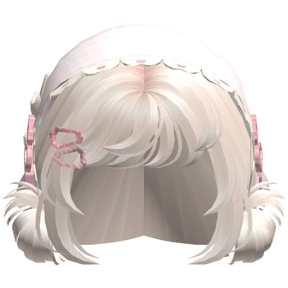 Beige Messy Buns W/ Mori Kei Pink Bonnet