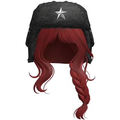 Red Wavy Braid w/ Black Ushanka