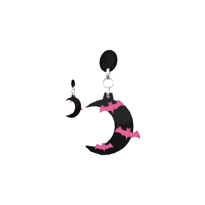 Pink & Black Bat Moon Earrings