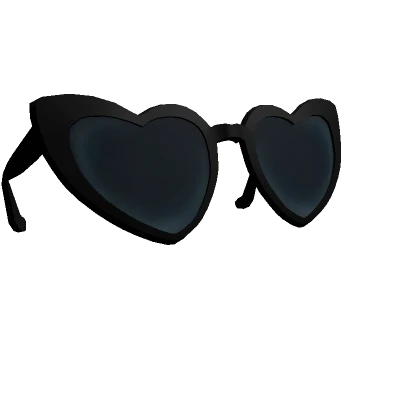 Y2K Heart Glasses on Head - Black