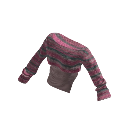 💗Y2K ASYMMETRICAL OFF SHOULDER TOP_VINTAGE PINK