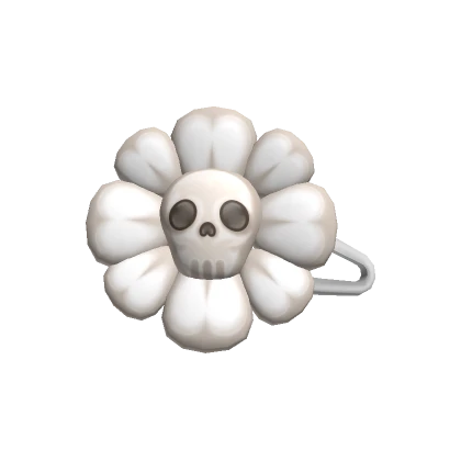 Flower Skull Hairclip - white