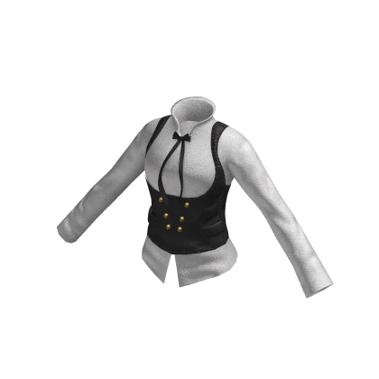 long sleeve shirt + buttoned vest with pockets