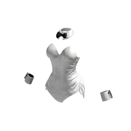 Y2K Bunny Corset Bodysuit in White