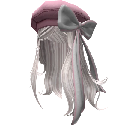 Cute hair w/ Beautiful Beret Bow - White