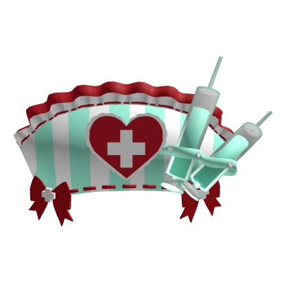 mint red white party costume ruffled nurse hat