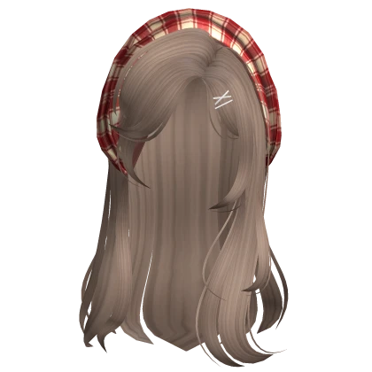Mori Kei Igari Long Hair w Red Bandana in Milktea