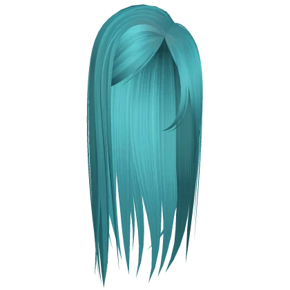 ☆ long straight side parted hair ocean blue