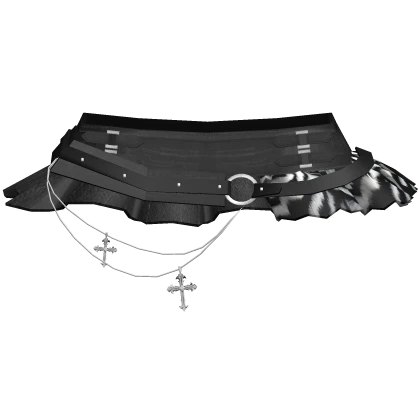 Goth Emo Doll Mini Ruffle Skirt w/ Chains (Black)