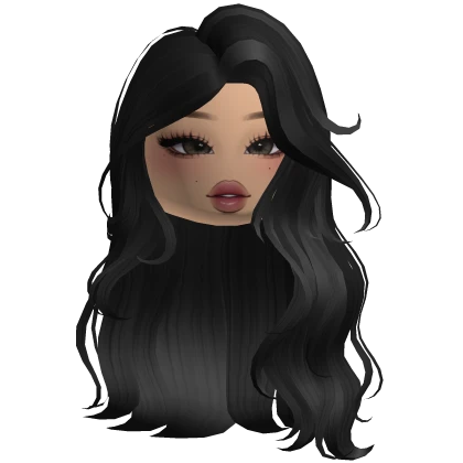Loose Long Wavy Black Hair With Cute Makeup