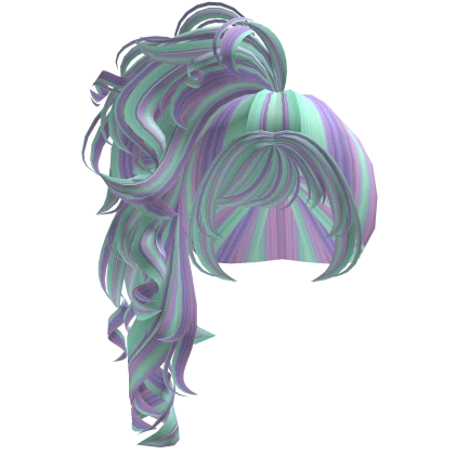 big curly wavy gyaru side ponytail in pastel goth