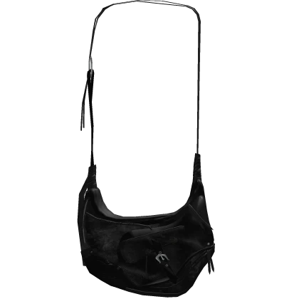Black Leather Archival Emo Shoulder Bag