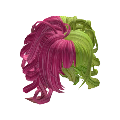 pink and green split gyaru lush curls manba